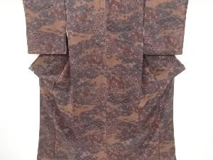 リサイクル　雲取りに亀甲・草花模様小紋着物